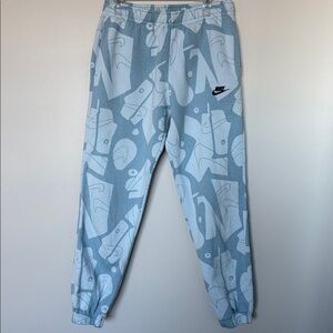 Nike Men’s Light Blue Graphic Drawstring Joggers Size Medium